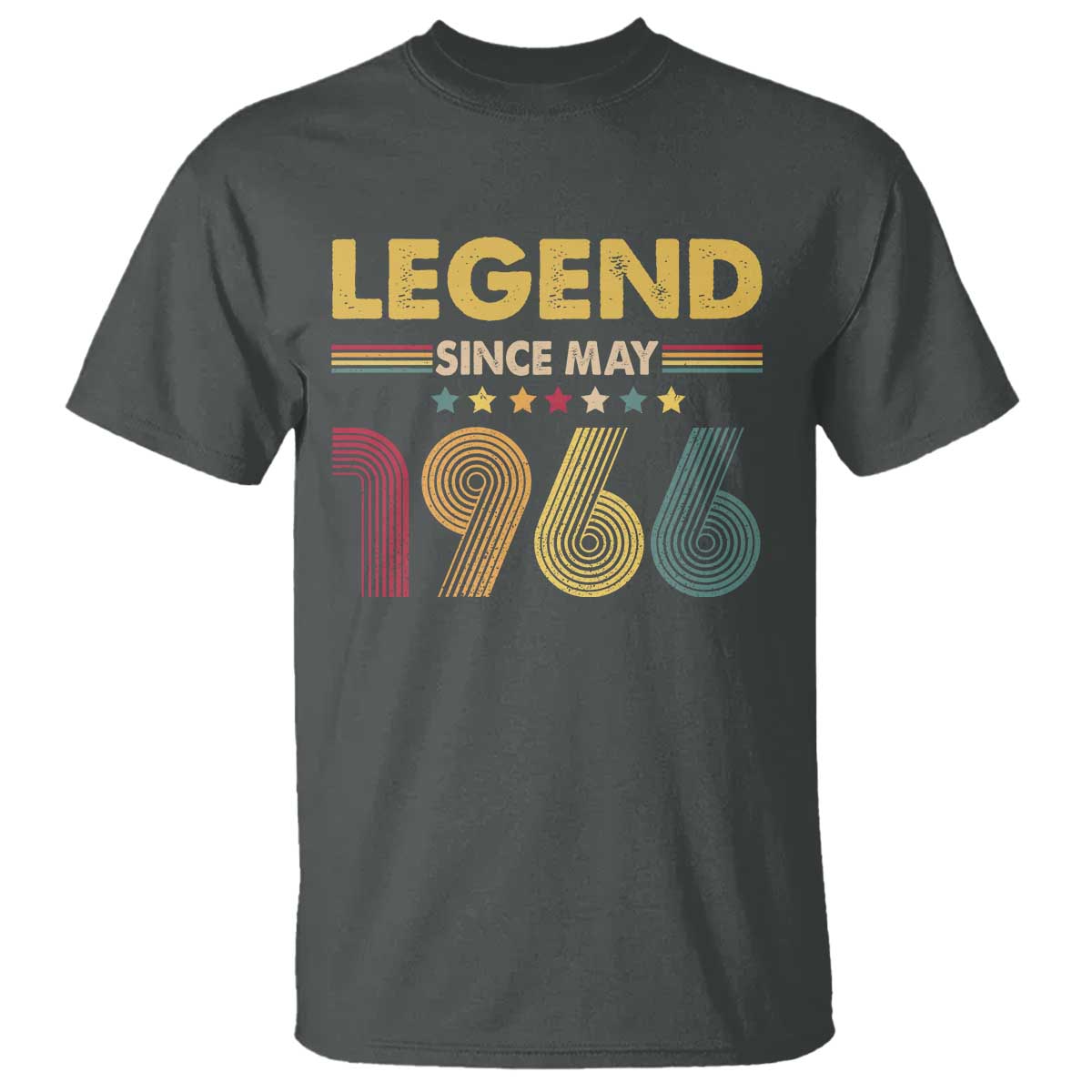 May 60th Birthday T Shirt Legends Since May 1966 Retro Bday TS11 Dark Heather Print Your Wear