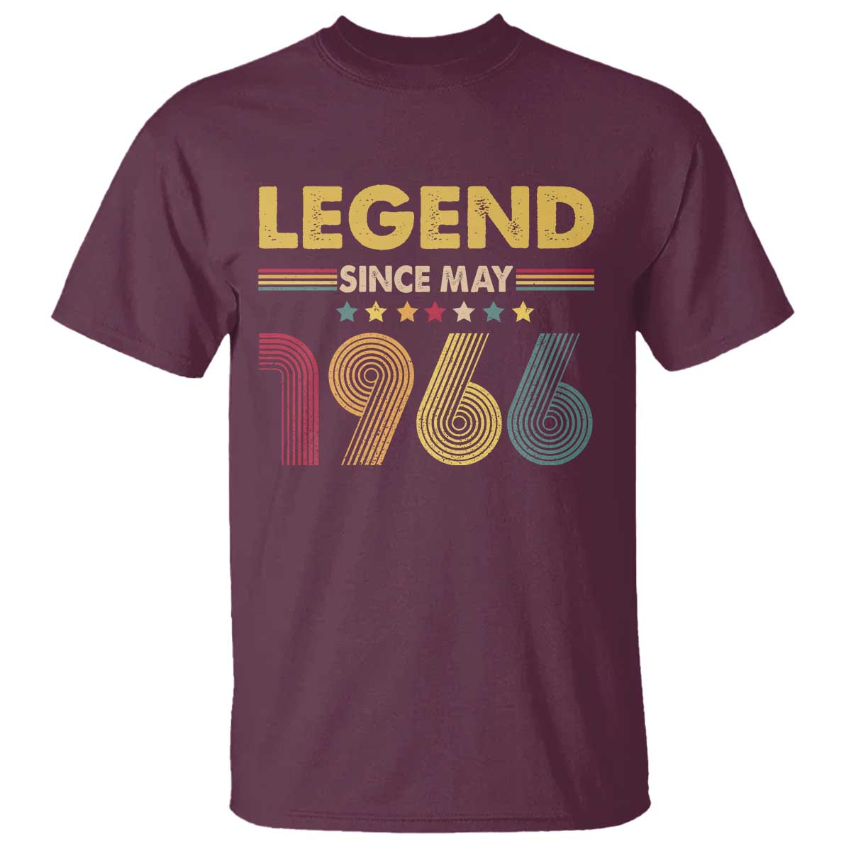 May 60th Birthday T Shirt Legends Since May 1966 Retro Bday TS11 Maroon Print Your Wear