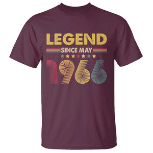 May 60th Birthday T Shirt Legends Since May 1966 Retro Bday TS11 Maroon Print Your Wear