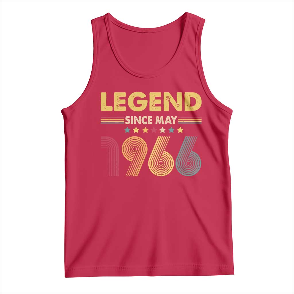 May 60th Birthday Tank Top Legends Since May 1966 Retro Bday TS11 Red Print Your Wear