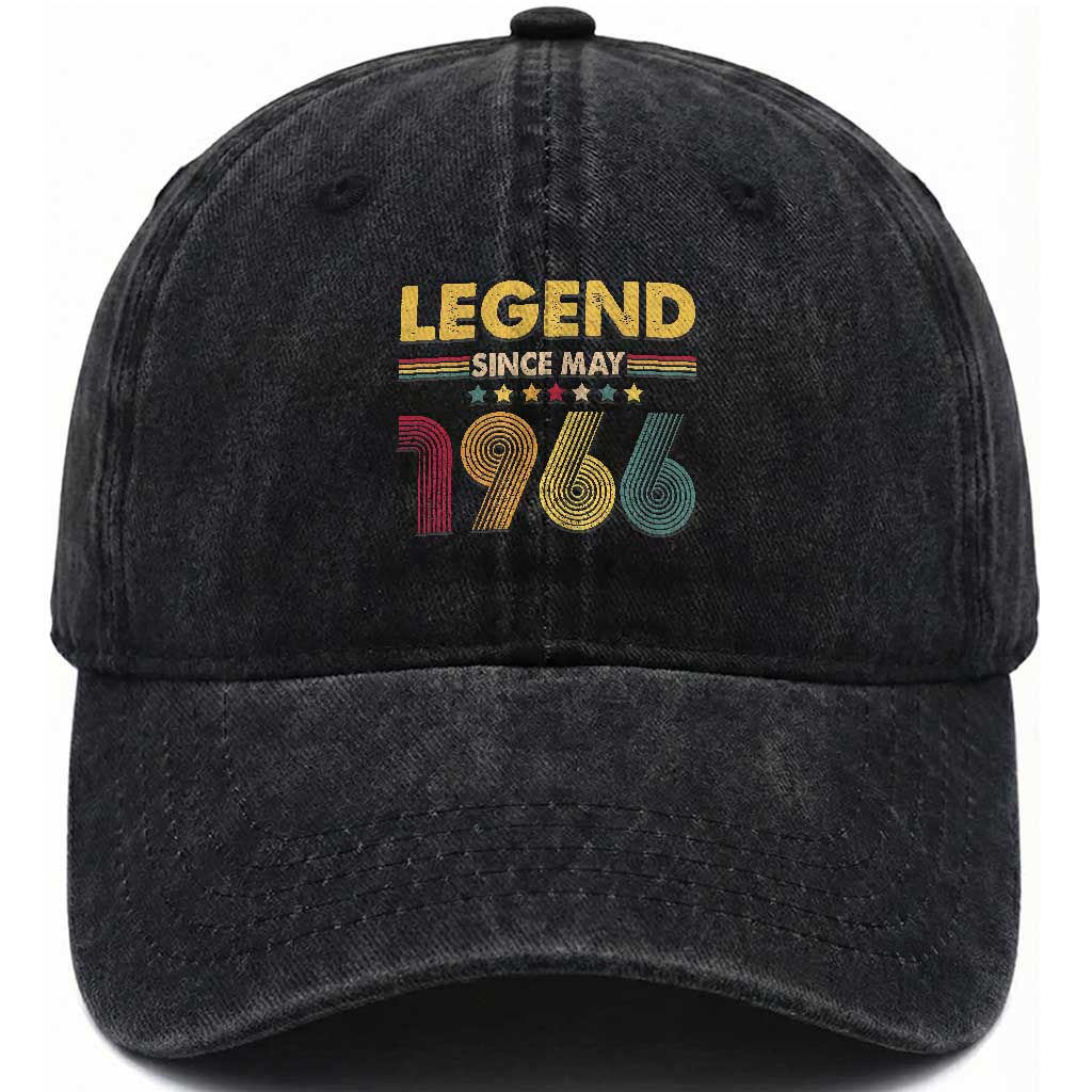 May 60th Birthday Washed Cotton Baseball Cap Legends Since May 1966 Retro Bday TS11 Print Your Wear