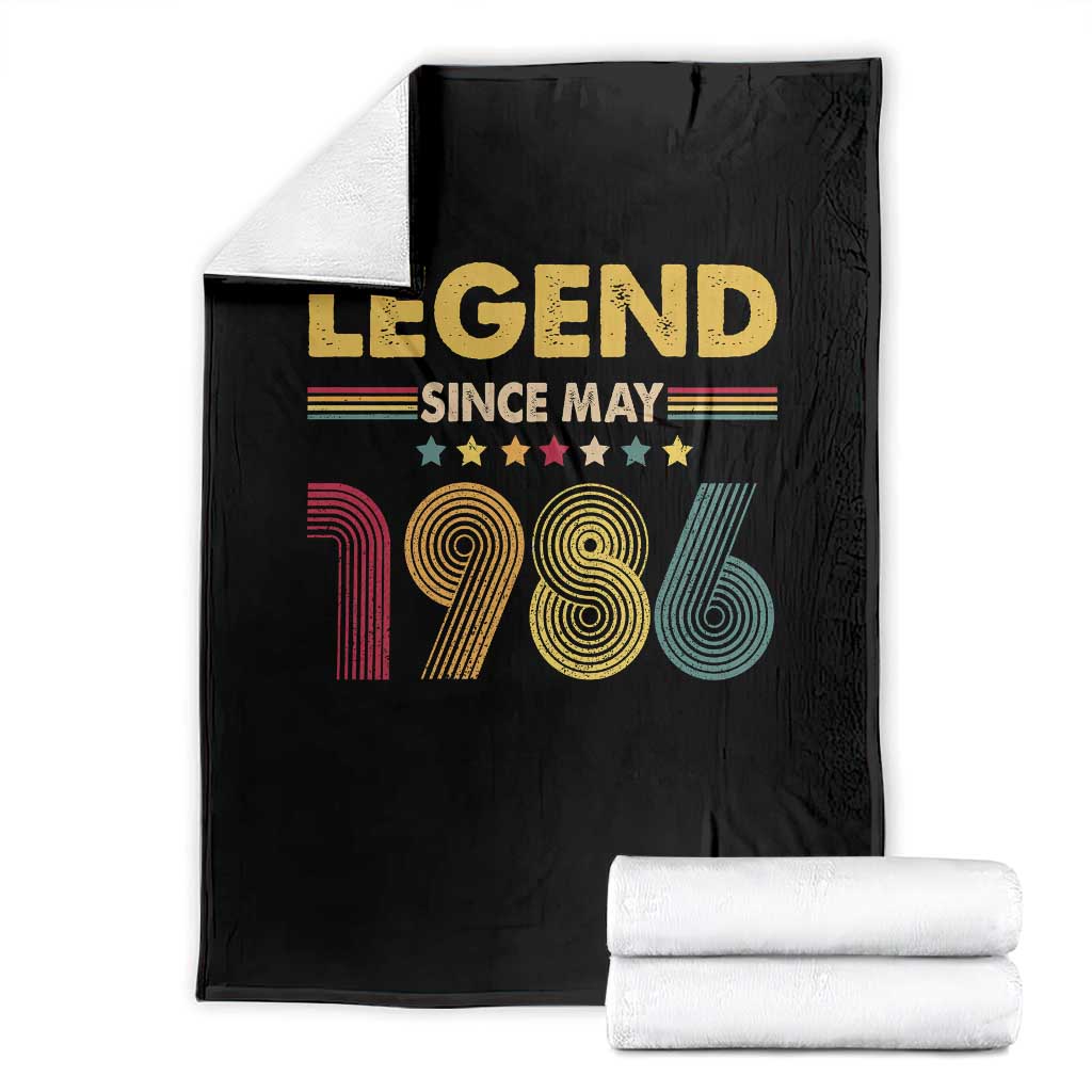 May 40th Birthday Throw Blanket Legends Since May 1986 Retro Bday TS11 Black Print Your Wear