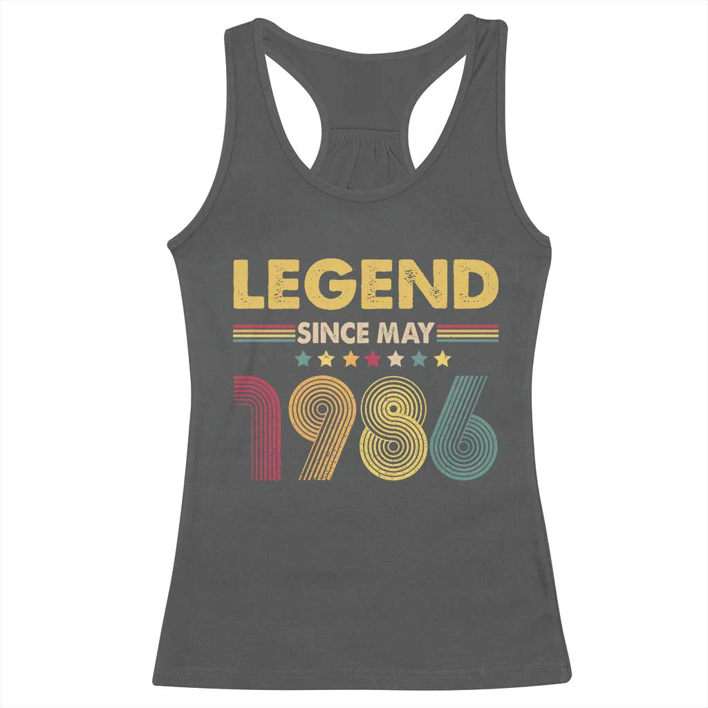 May 40th Birthday Racerback Tank Top Legends Since May 1986 Retro Bday TS11 Dark Heather Print Your Wear