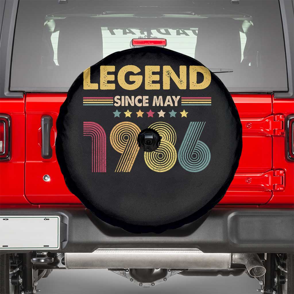 May 40th Birthday Spare Tire Cover Legends Since May 1986 Retro Bday TS11 Black Print Your Wear