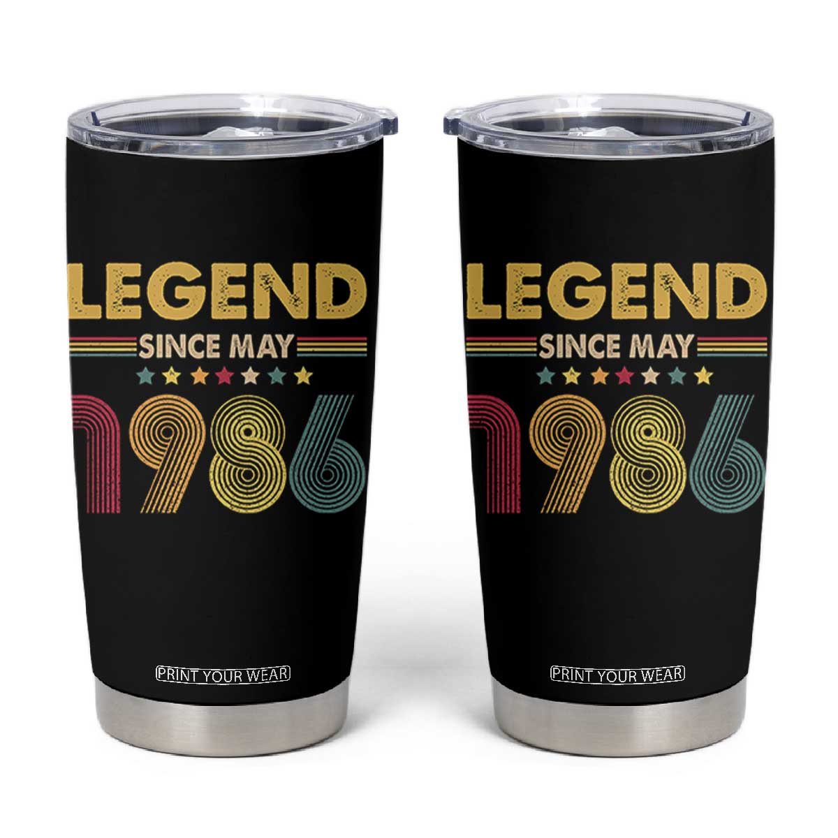May 40th Birthday Tumbler Cup Legends Since May 1986 Retro Bday TS11 Black Print Your Wear