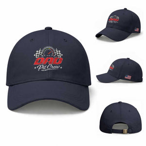 Dad Pit Crew Baseball Cap Racing Family Matching Father's Day TS11 Baseball Cap Universal Fit Navy Print Your Wear