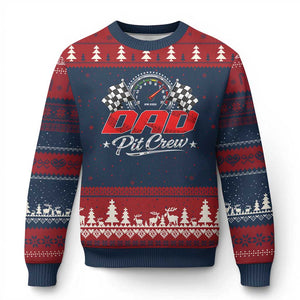 Dad Pit Crew Ugly Christmas Sweater Racing Family Matching Father's Day TS11 Navy Red Print Your Wear