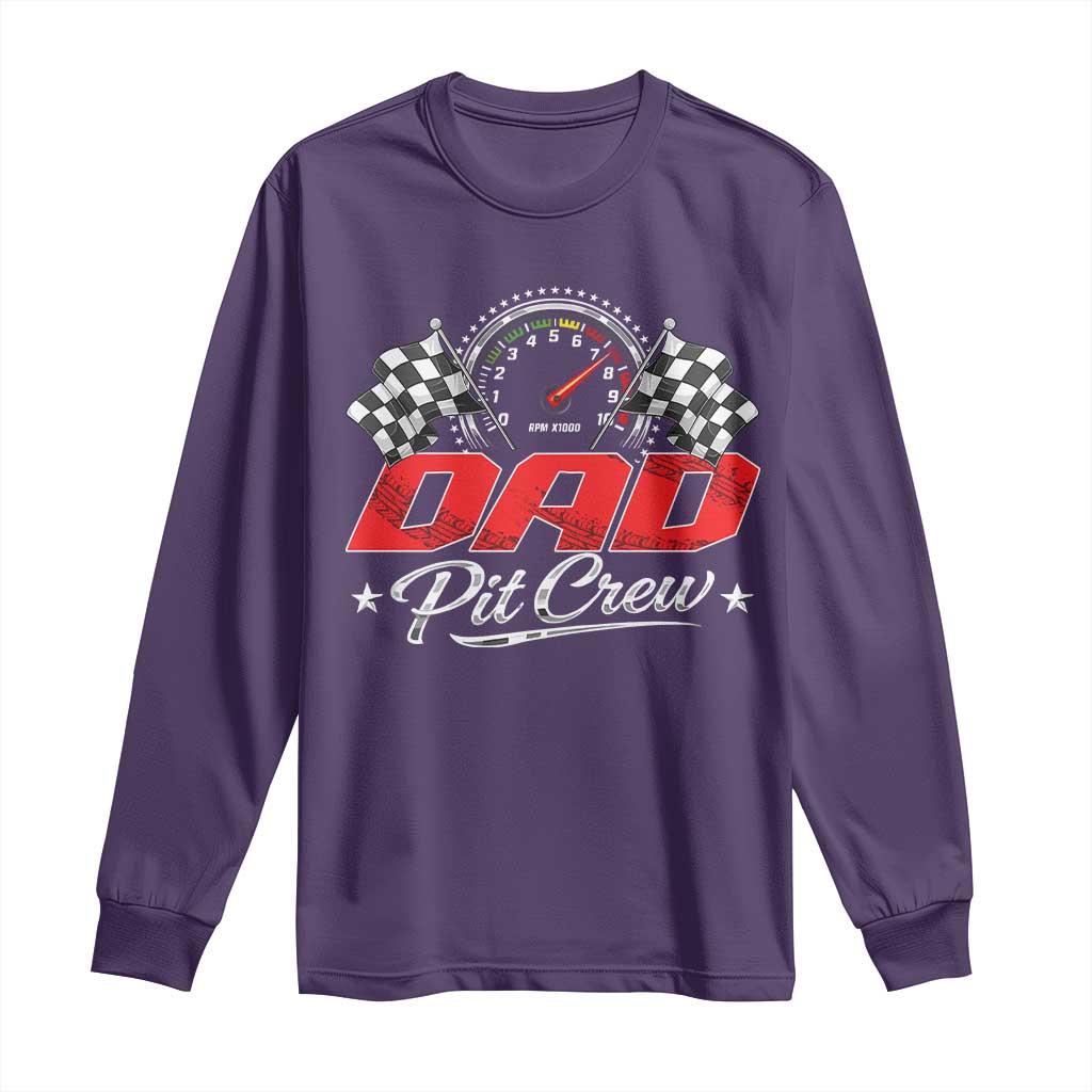 Dad Pit Crew Long Sleeve Shirt Racing Family Matching Father's Day TS11 Purple Print Your Wear
