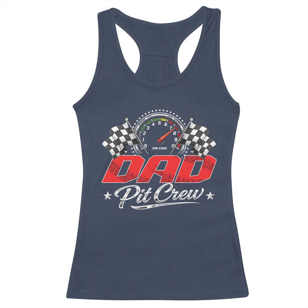 Dad Pit Crew Racerback Tank Top Racing Family Matching Father's Day TS11 Navy Print Your Wear