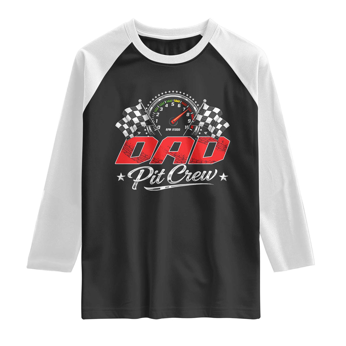 Dad Pit Crew Raglan Shirt Racing Family Matching Father's Day TS11 Black White Print Your Wear