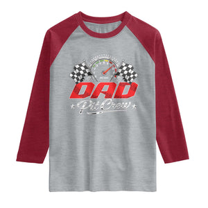 Dad Pit Crew Raglan Shirt Racing Family Matching Father's Day TS11 Heather Gray Heather Red Print Your Wear