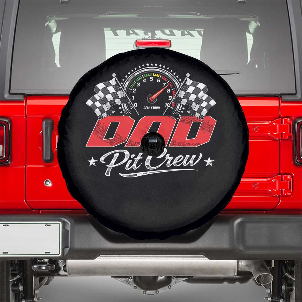 Dad Pit Crew Spare Tire Cover Racing Family Matching Father's Day TS11 Black Print Your Wear