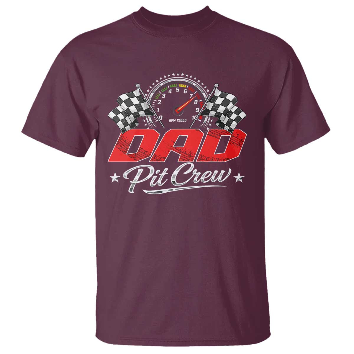 Dad Pit Crew T Shirt Racing Family Matching Father's Day TS11 Maroon Print Your Wear