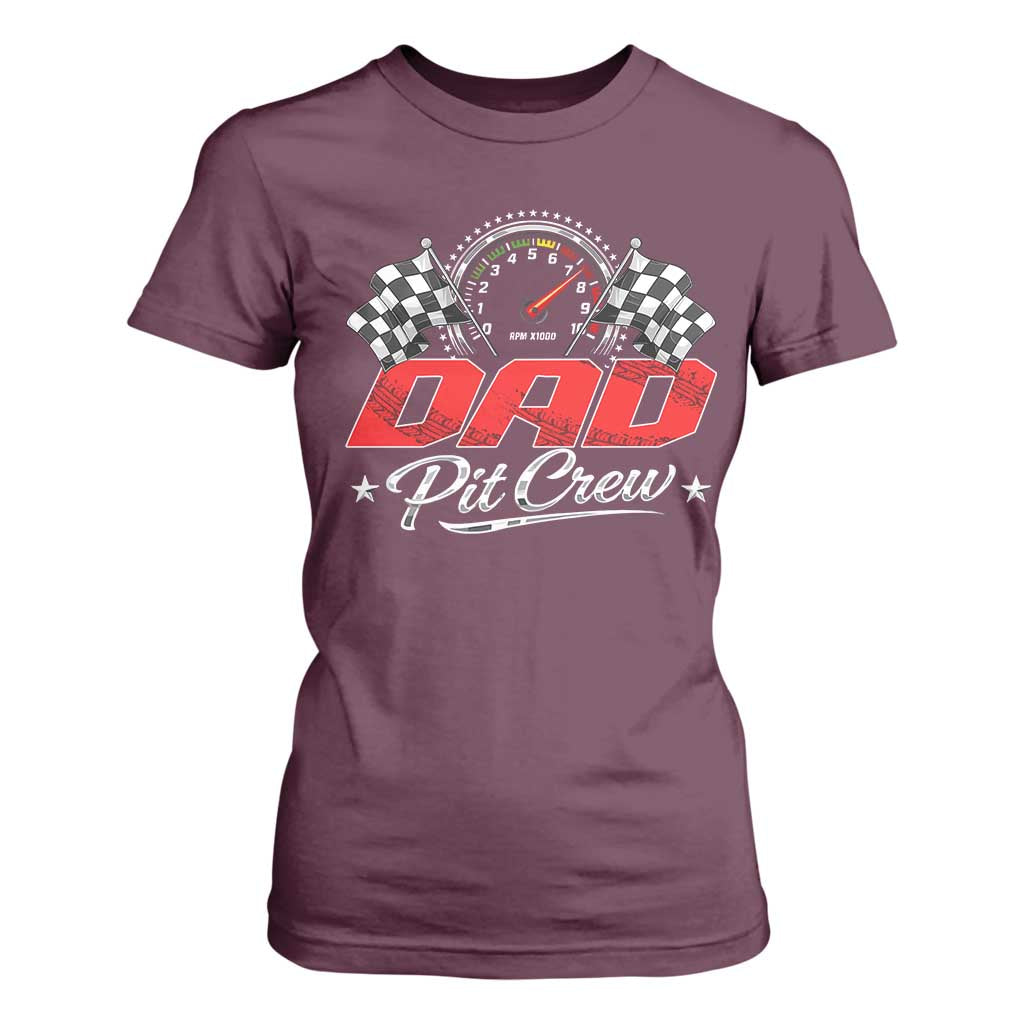 Dad Pit Crew T Shirt For Women Racing Family Matching Father's Day TS11 Maroon Print Your Wear