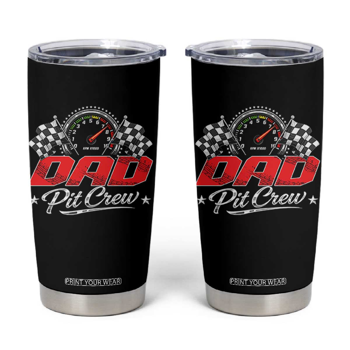 Dad Pit Crew Tumbler Cup Racing Family Matching Father's Day TS11 Black Print Your Wear