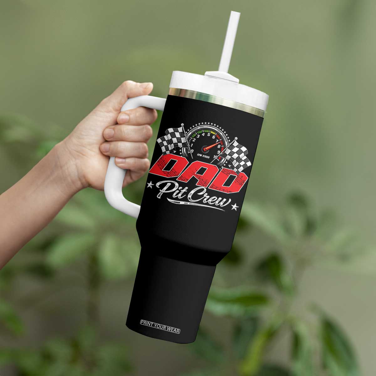 Dad Pit Crew Tumbler With Handle Racing Family Matching Father's Day TS11 Print Your Wear