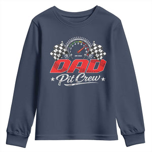 Dad Pit Crew Youth Sweatshirt Racing Family Matching Father's Day TS11 Navy Print Your Wear