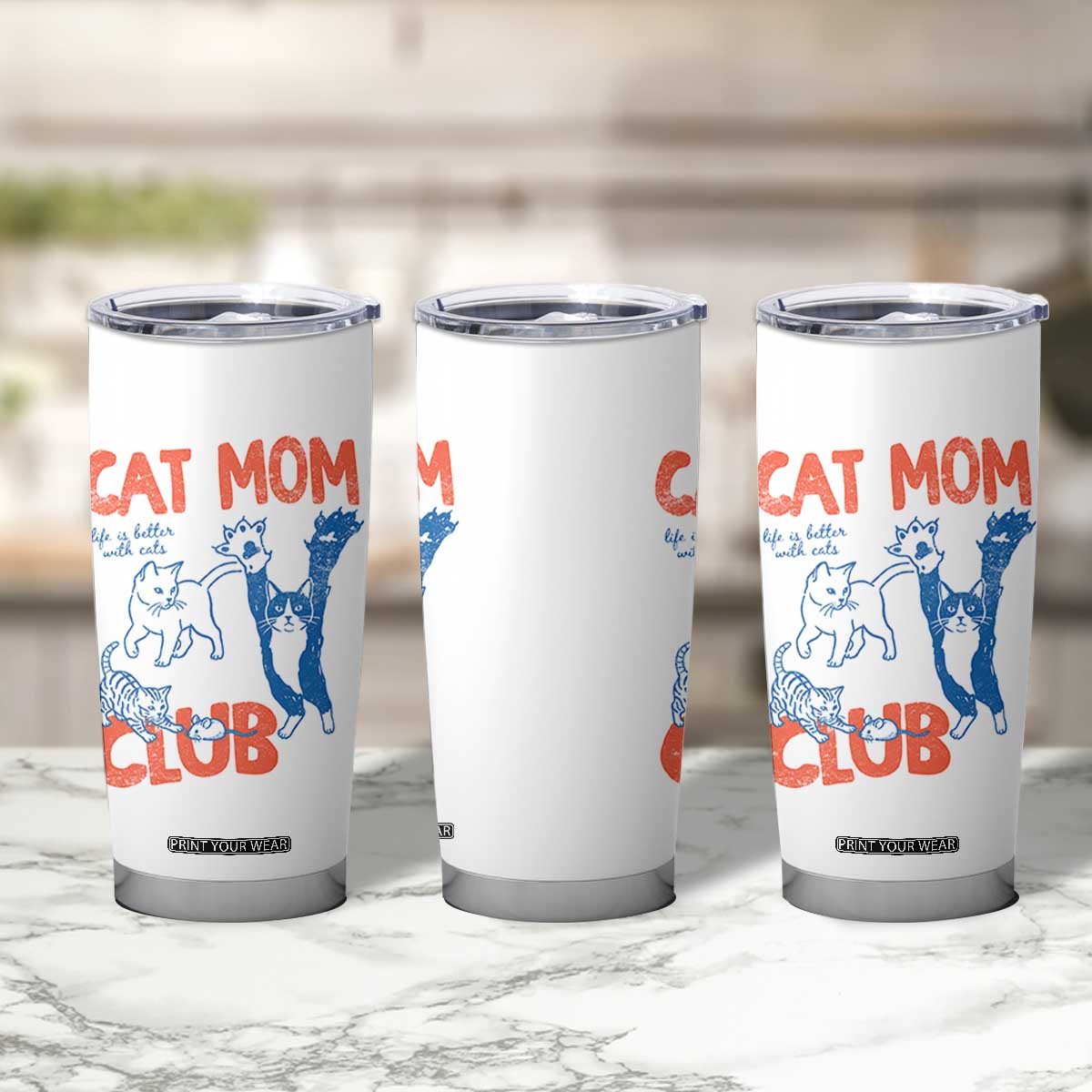 Cat Mom Club Tumbler Cup Life is Better with Cats Mothers Day TS11 Print Your Wear