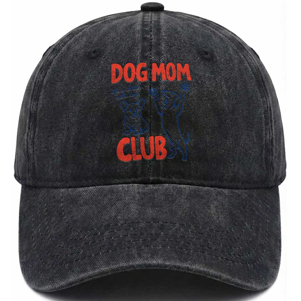 Dog Mom Club Washed Cotton Baseball Cap Life is Better with Dogs Mother's Day TS11 Print Your Wear