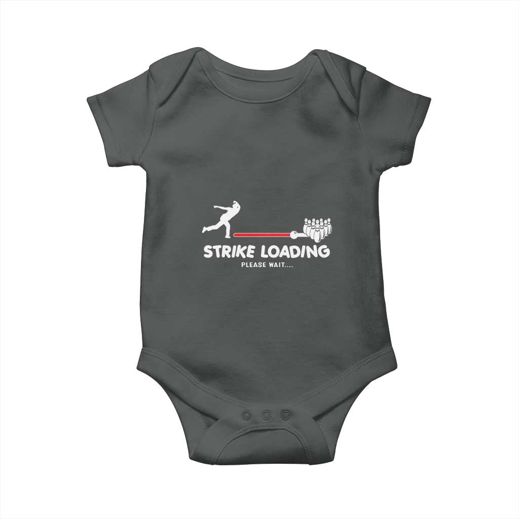 Funny Bowling Baby Onesie Strike Loading Please Wait Ball Pin TS11 Dark Heather Print Your Wear