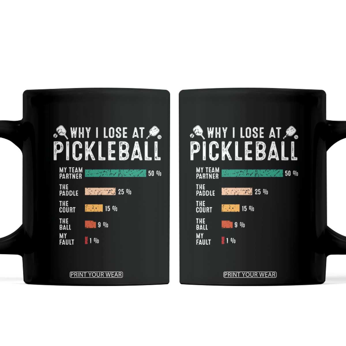 Funny Pickleball Coffee Mug Why I Lose At Pickleball Humor TS11 Black Print Your Wear