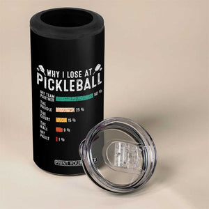 Funny Pickleball 4 in 1 Can Cooler Tumbler Why I Lose At Pickleball Humor TS11 Print Your Wear