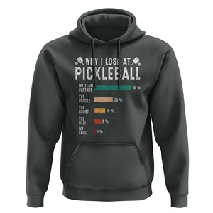 Funny Pickleball Hoodie Why I Lose At Pickleball Humor TS11 Dark Heather Print Your Wear