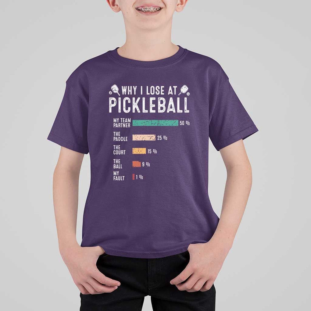 Funny Pickleball T Shirt For Kid Why I Lose At Pickleball Humor TS11 Purple Print Your Wear