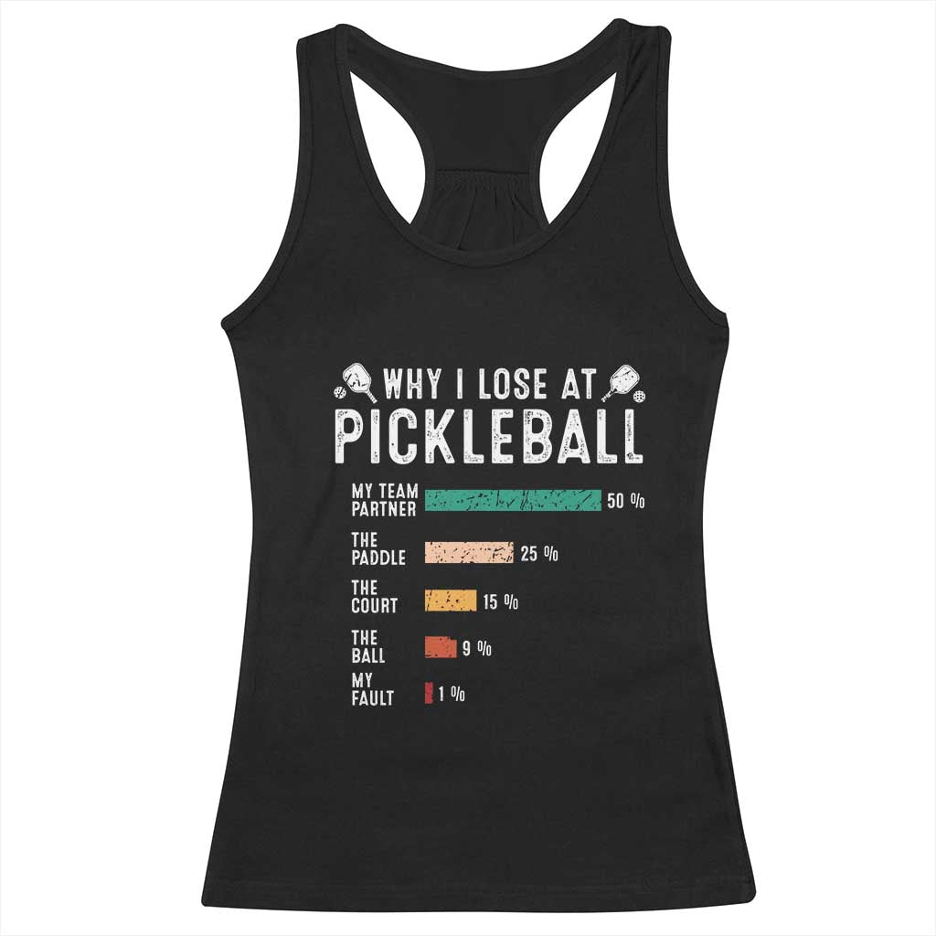Funny Pickleball Racerback Tank Top Why I Lose At Pickleball Humor TS11 Black Print Your Wear