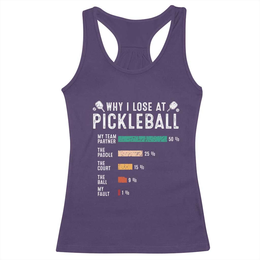 Funny Pickleball Racerback Tank Top Why I Lose At Pickleball Humor TS11 Purple Print Your Wear