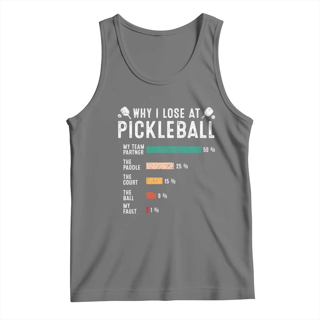 Funny Pickleball Tank Top Why I Lose At Pickleball Humor TS11 Black Heather Print Your Wear