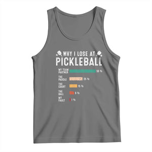 Funny Pickleball Tank Top Why I Lose At Pickleball Humor TS11 Black Heather Print Your Wear
