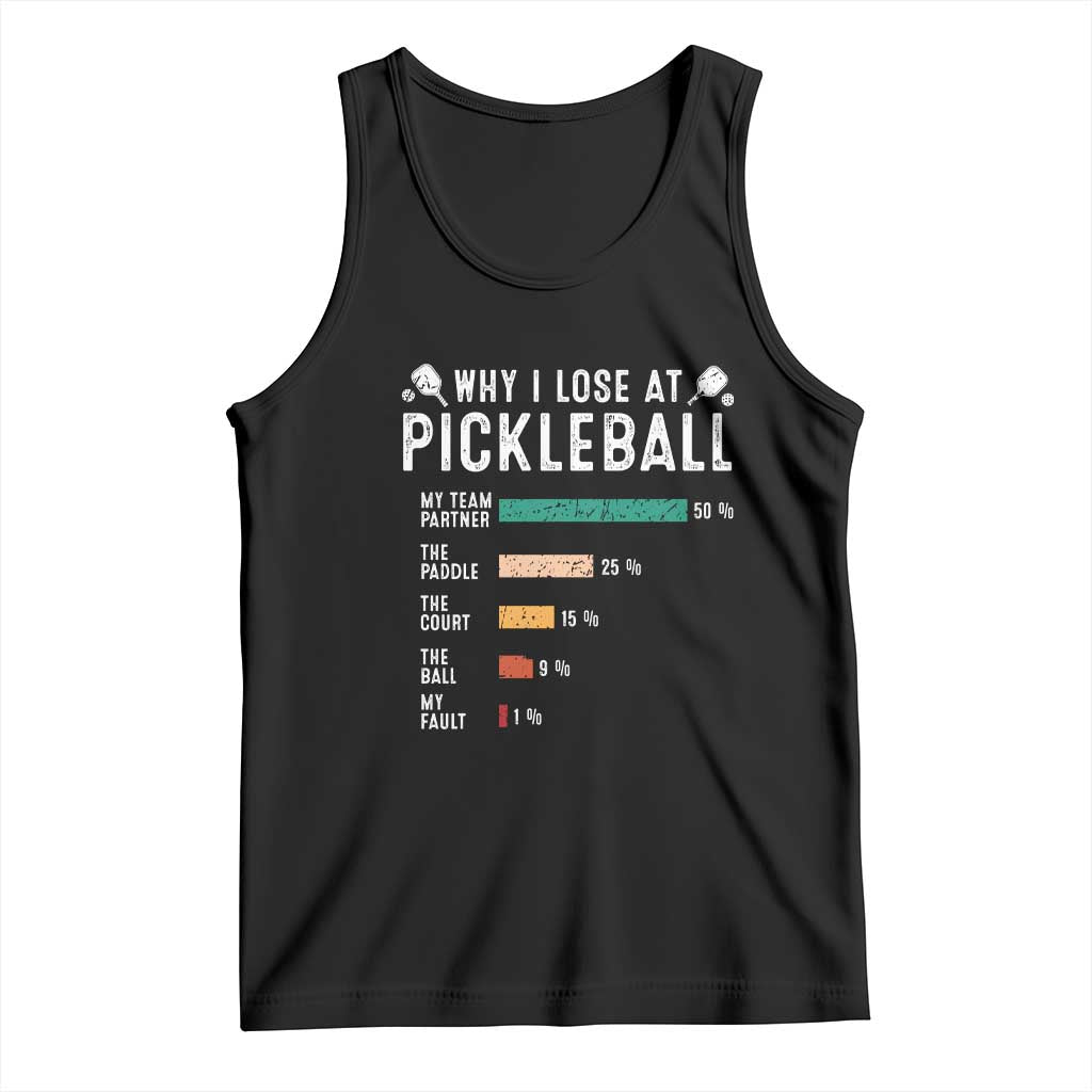 Funny Pickleball Tank Top Why I Lose At Pickleball Humor TS11 Black Print Your Wear