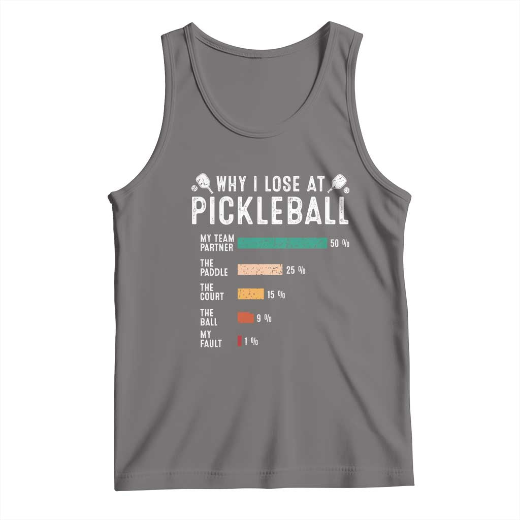 Funny Pickleball Tank Top Why I Lose At Pickleball Humor TS11 Deep Heather Print Your Wear