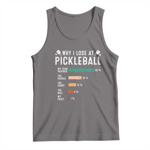 Funny Pickleball Tank Top Why I Lose At Pickleball Humor TS11 Deep Heather Print Your Wear