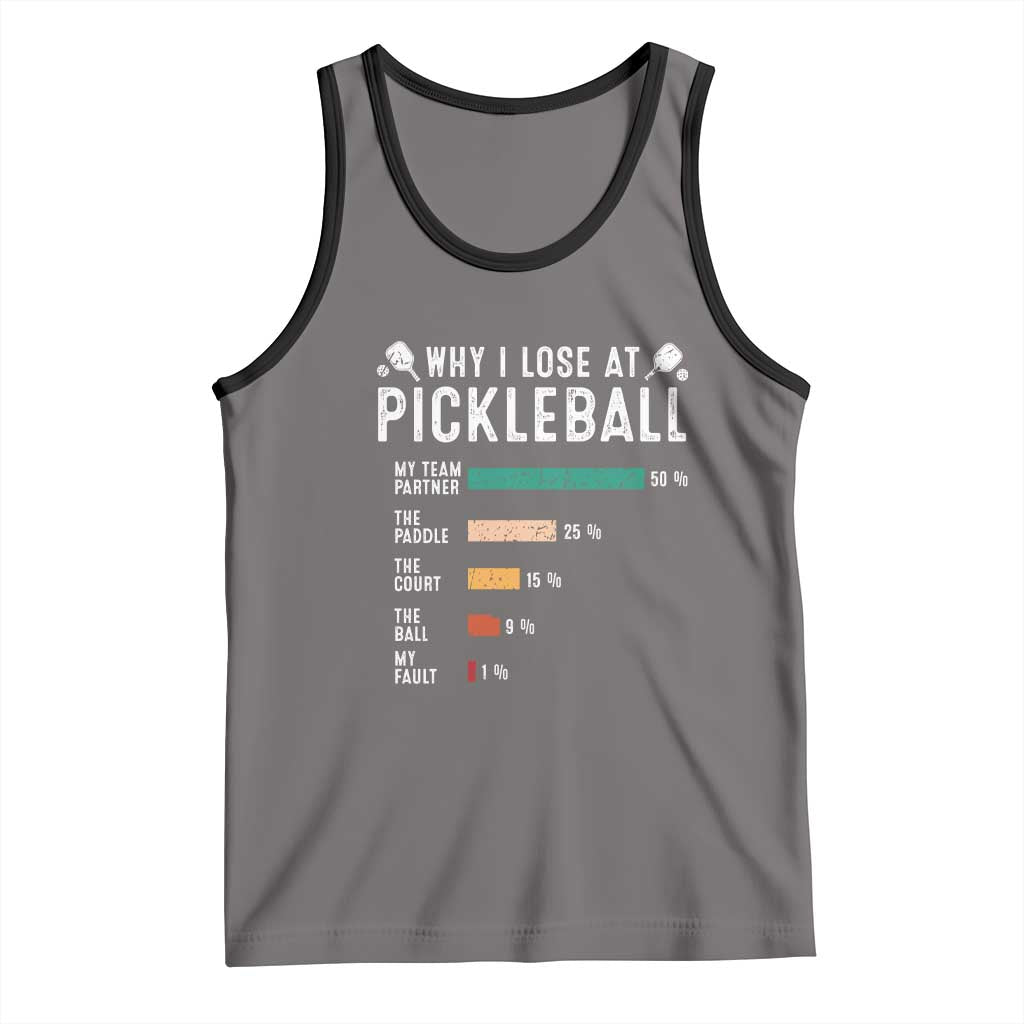 Funny Pickleball Tank Top Why I Lose At Pickleball Humor TS11 Deep Heather Black Print Your Wear