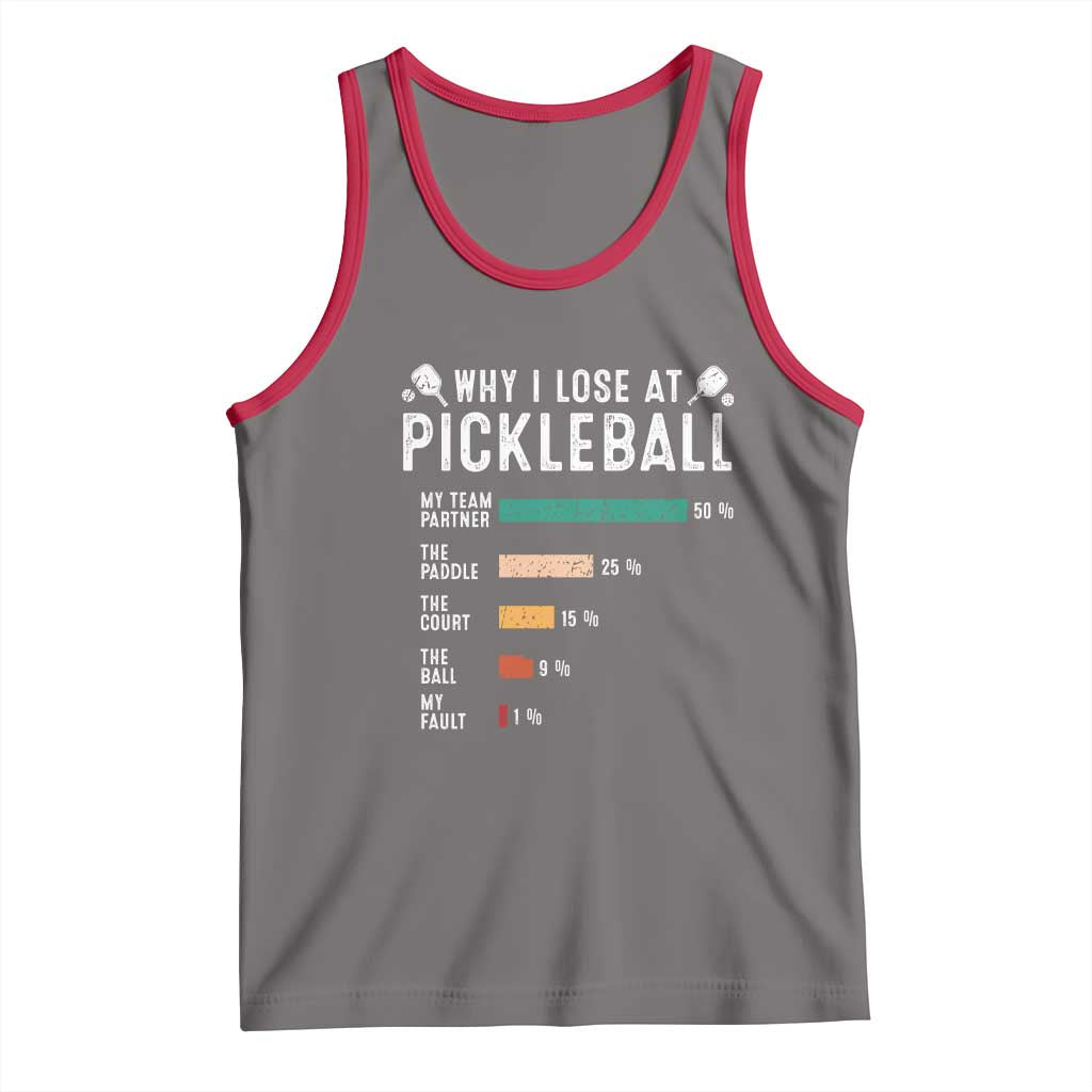 Funny Pickleball Tank Top Why I Lose At Pickleball Humor TS11 Deep Heather Red Print Your Wear