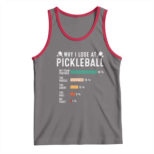 Funny Pickleball Tank Top Why I Lose At Pickleball Humor TS11 Deep Heather Red Print Your Wear