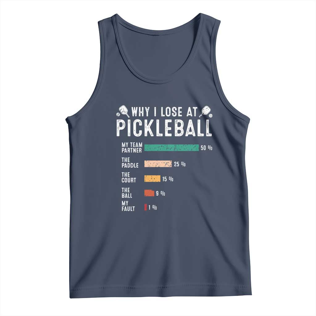 Funny Pickleball Tank Top Why I Lose At Pickleball Humor TS11 Navy Print Your Wear