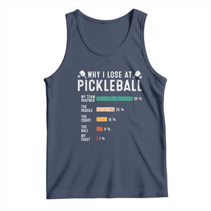 Funny Pickleball Tank Top Why I Lose At Pickleball Humor TS11 Navy Print Your Wear