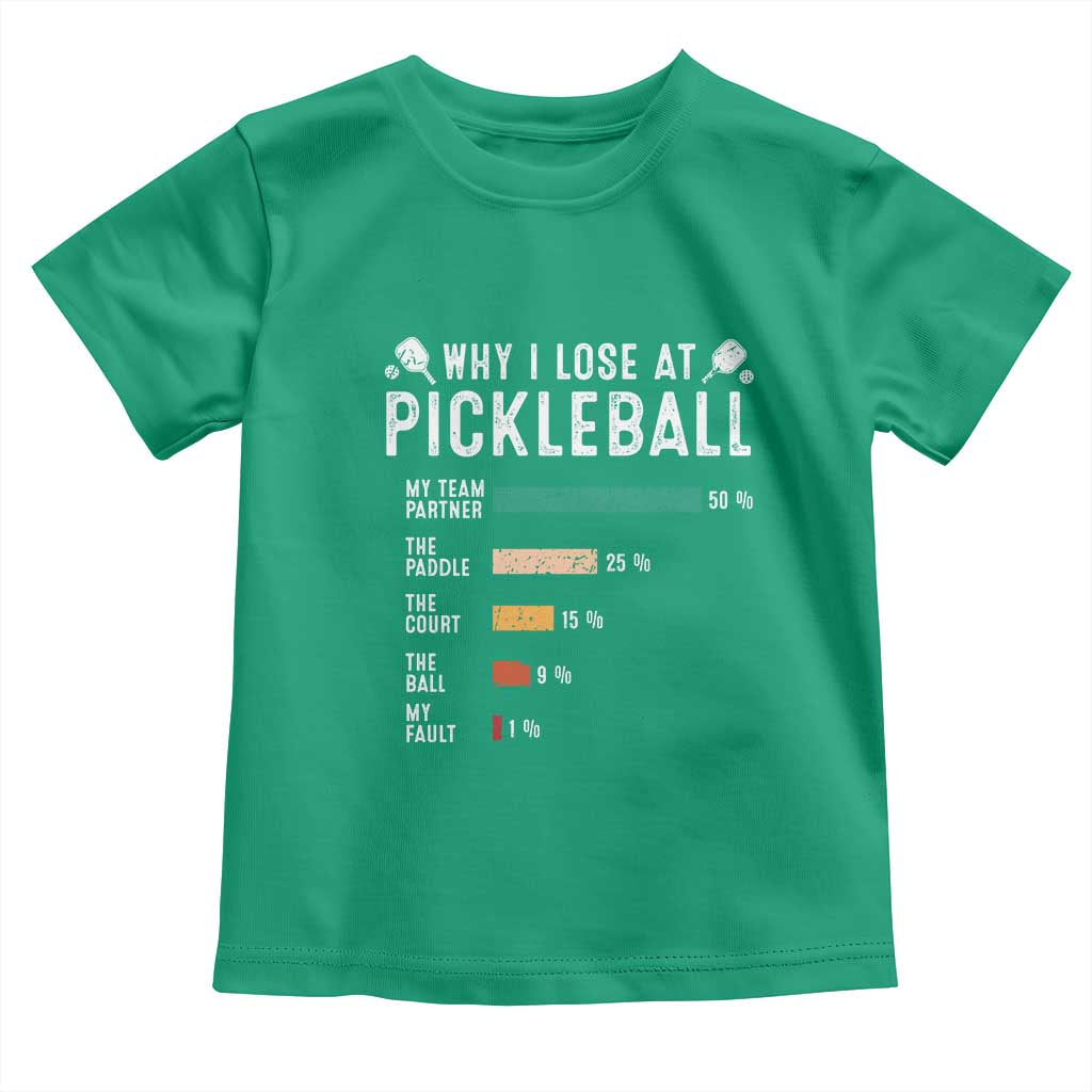 Funny Pickleball Toddler T Shirt Why I Lose At Pickleball Humor TS11 Irish Green Print Your Wear