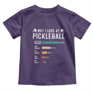 Funny Pickleball Toddler T Shirt Why I Lose At Pickleball Humor TS11 Purple Print Your Wear