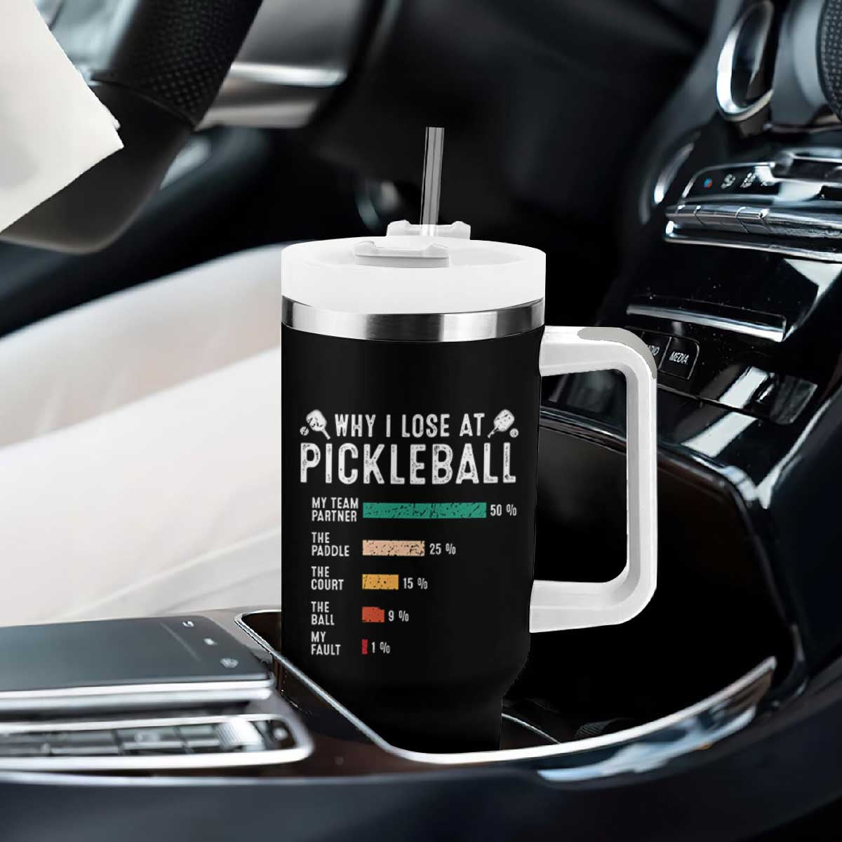 Funny Pickleball Tumbler With Handle Why I Lose At Pickleball Humor TS11 Print Your Wear