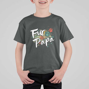 Fur Papa T Shirt For Kid Pet Lover Dog Dad Father's Day TS11 Dark Heather Print Your Wear
