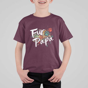 Fur Papa T Shirt For Kid Pet Lover Dog Dad Father's Day TS11 Maroon Print Your Wear