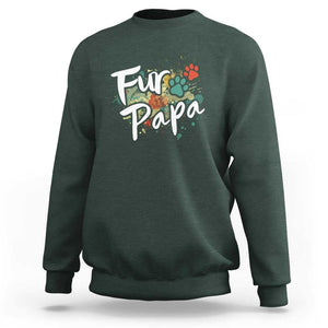 Fur Papa Sweatshirt Pet Lover Dog Dad Father's Day TS11 Dark Forest Green Print Your Wear