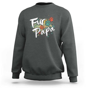 Fur Papa Sweatshirt Pet Lover Dog Dad Father's Day TS11 Dark Heather Print Your Wear