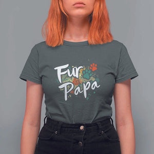 Fur Papa T Shirt For Women Pet Lover Dog Dad Father's Day TS11 Dark Heather Print Your Wear