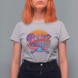 Retro Pinball T Shirt For Women Machine Vintage Arcade Flippers Game TS11 Ice Gray Print Your Wear