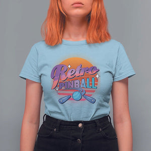 Retro Pinball T Shirt For Women Machine Vintage Arcade Flippers Game TS11 Light Blue Print Your Wear